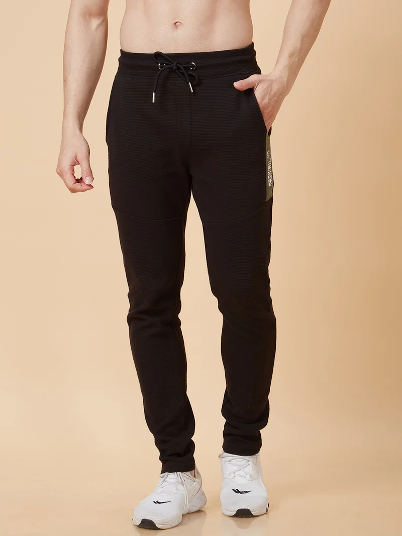 globus Globus Men Black Solid Regular Fit Sports Track Pants